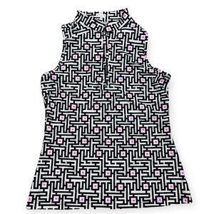 NEW Tzu Tzu Bella Top Women's XS Black A-Maze Quarter Zip Pullover Racerback USA